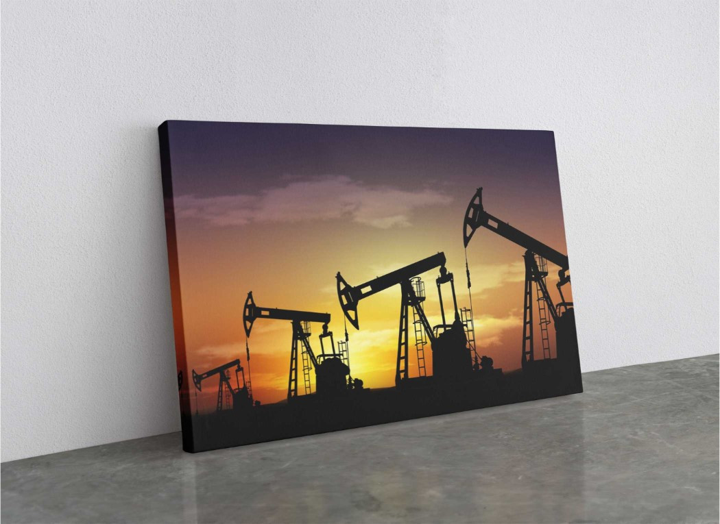 Oil Rig Drilling Offshore Platform Sunset Canvas Print Wall Art