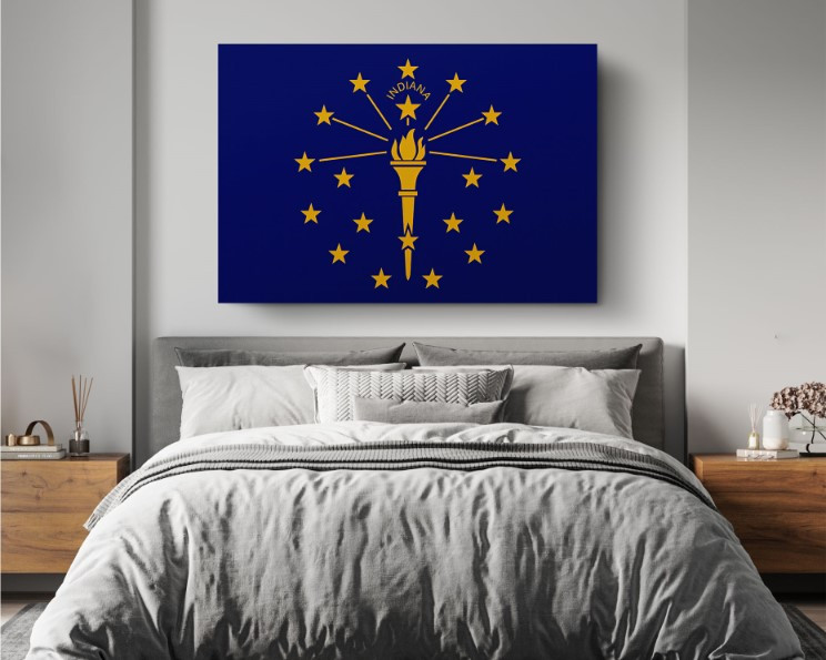 Indiana State Flag USA Flags Edition Canvas Wall Art Home Decoration
