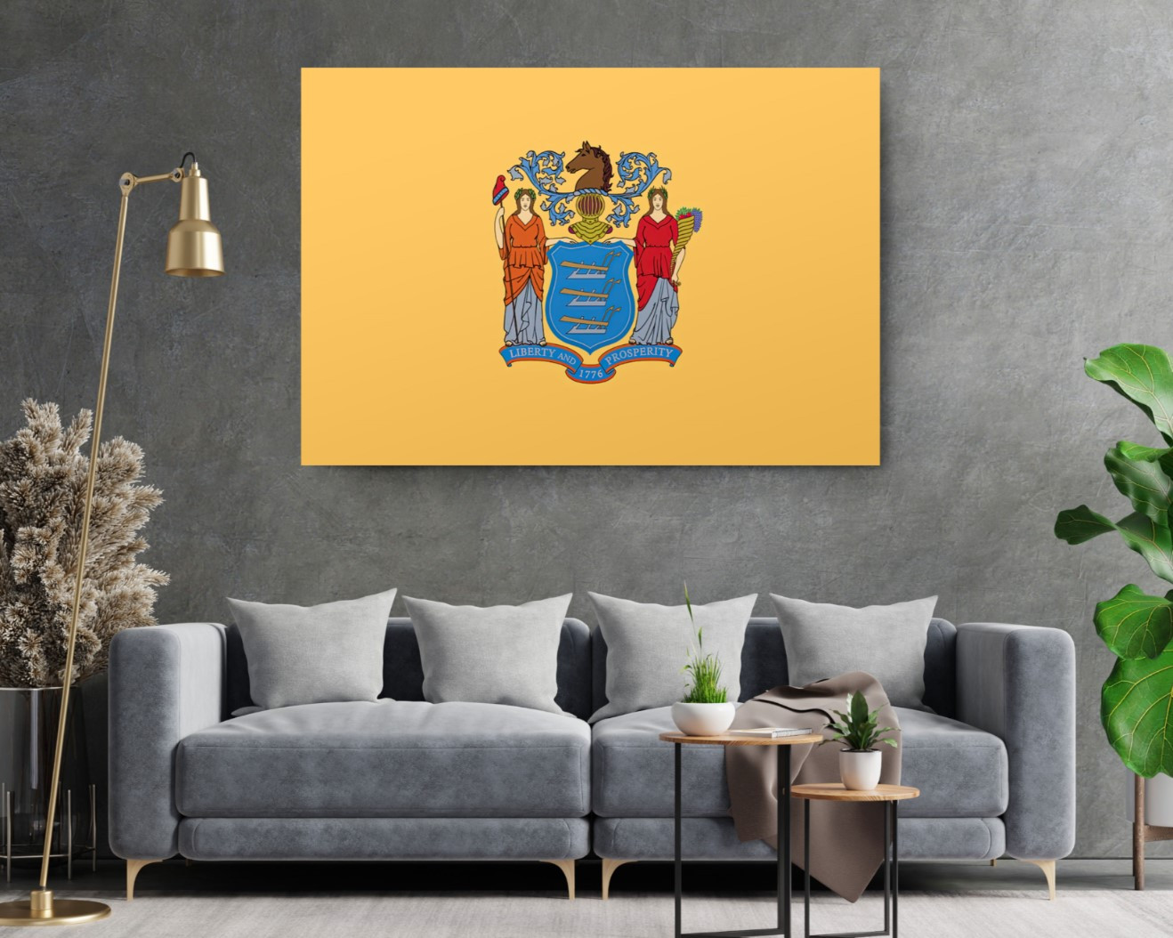 New Jersey State Flag USA Flags Edition Canvas Wall Art Home Decoration