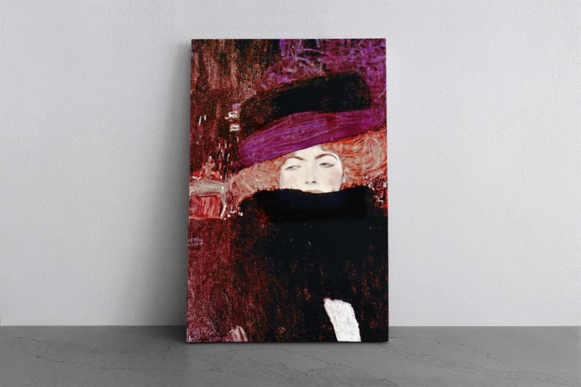 Lady With Hat And Feather Canvas Print Wall Art Gustav Klimt