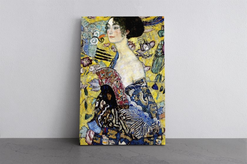 Lady with a Fan Canvas Print Wall Art Gustav Klimt