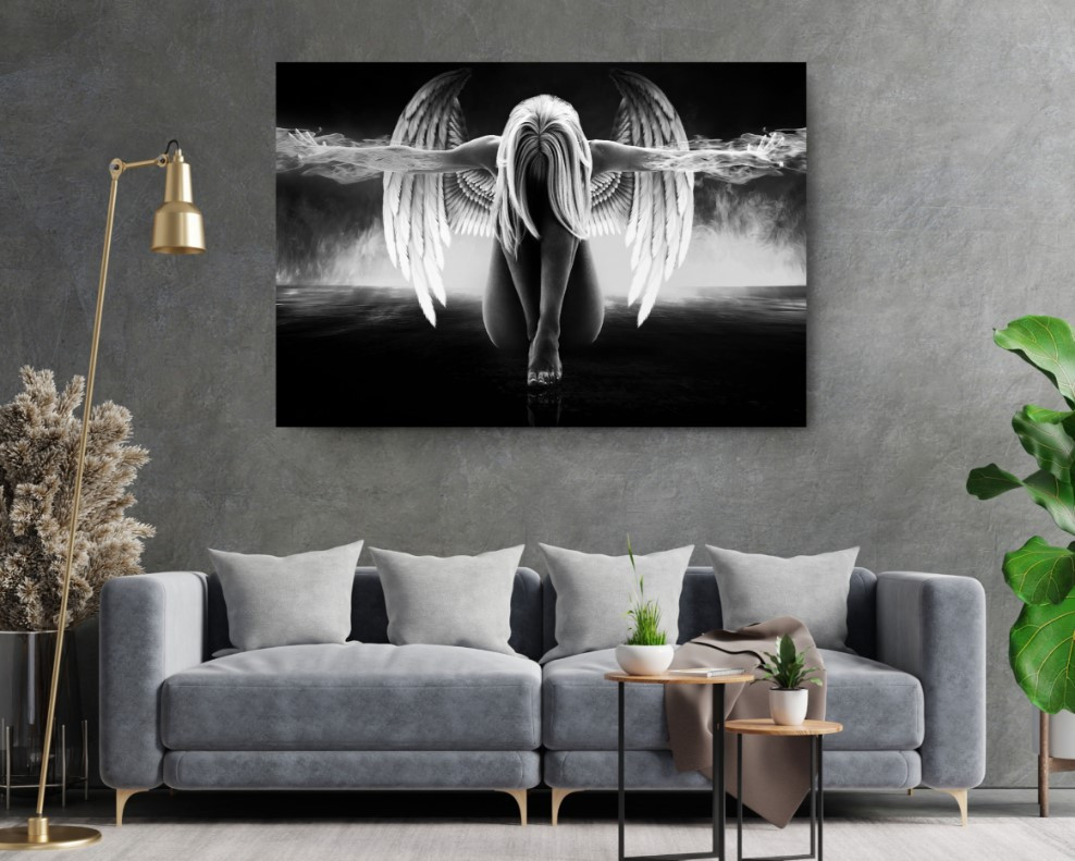 Lonely Angel Wings Motivational Arts Canvas Print Wall Art