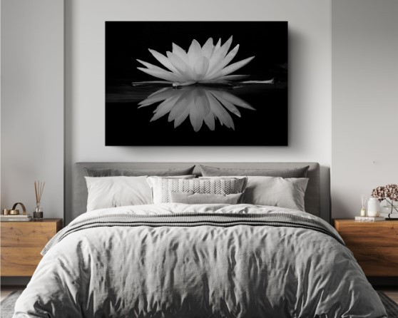 Lotus Flower in Water Plant Floral Motivation Canvas Print Wall Art