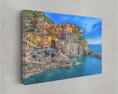 Manarola Town Colorful Houses in Italy Wall City Canvas Print Wall Art