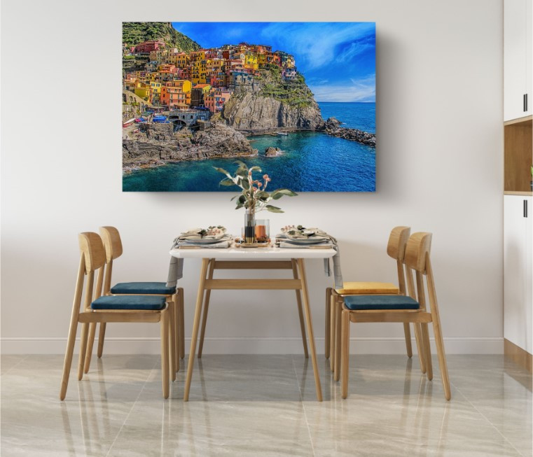 Manarola Town Colorful Houses in Italy Wall City Canvas Print Wall Art