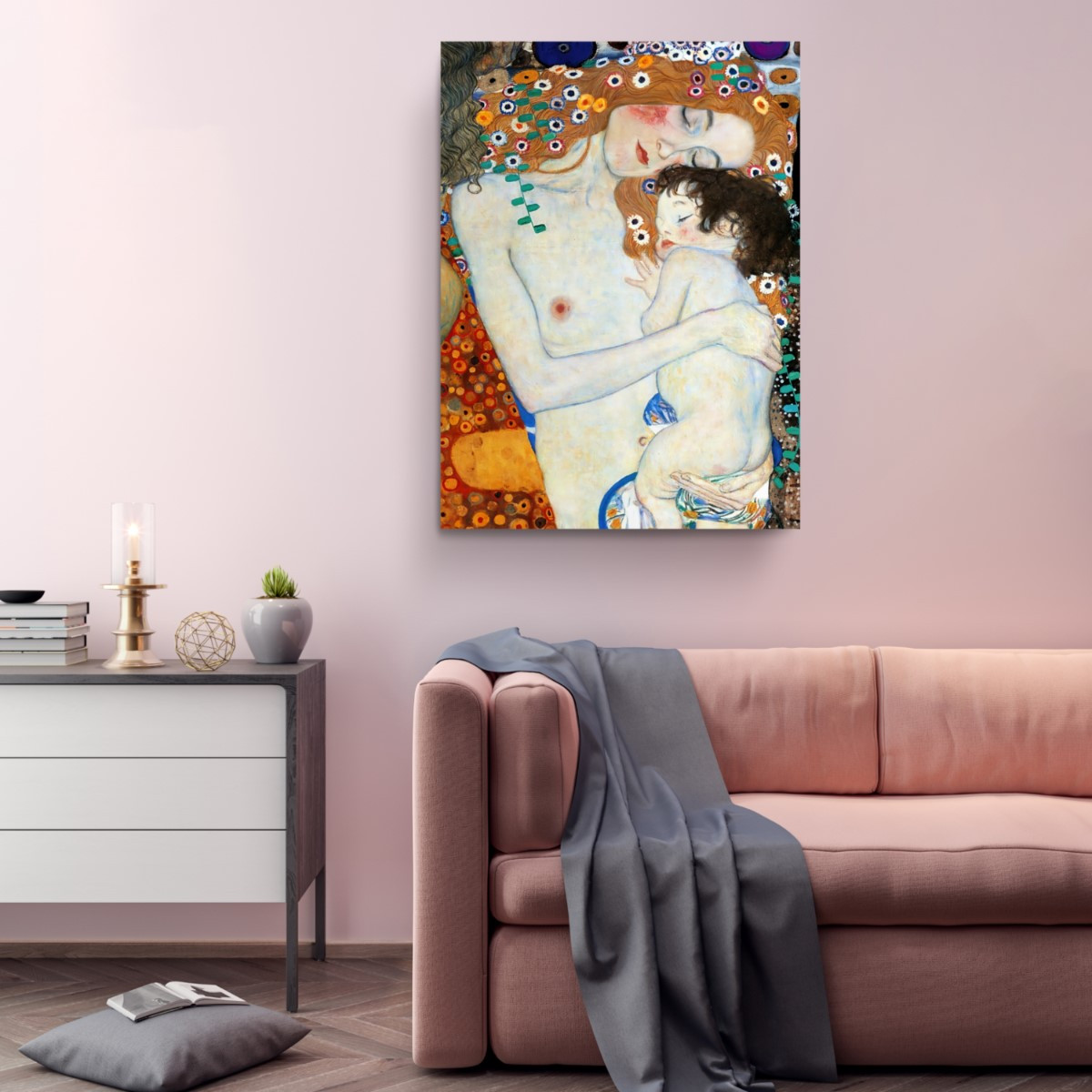 Mother and Child Canvas Print Wall Art Gustav Klimt