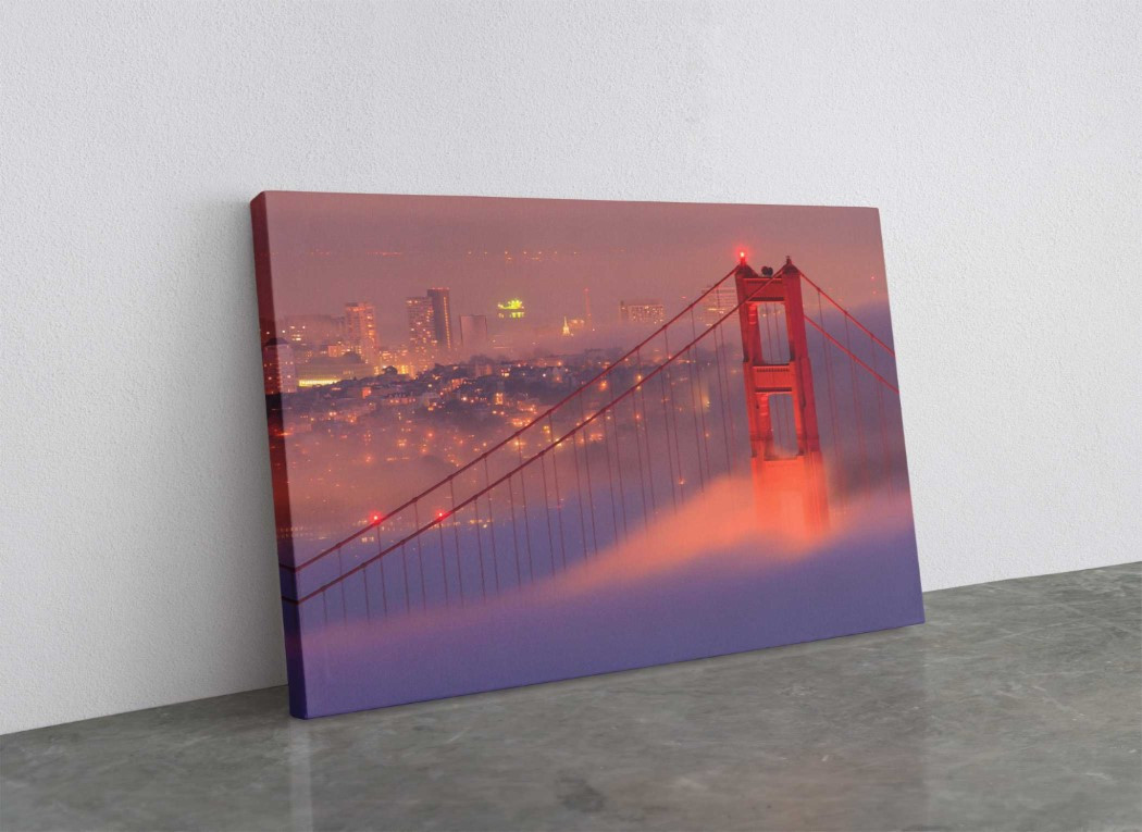 San Francisco Golden Gate Bridge Downtown Canvas Print Wall Art