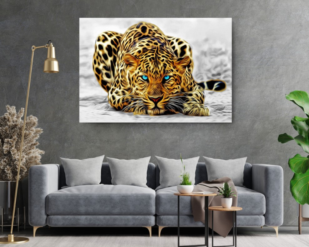Super Leopard Colorized Wild Animal Art Canvas Print Wall Art