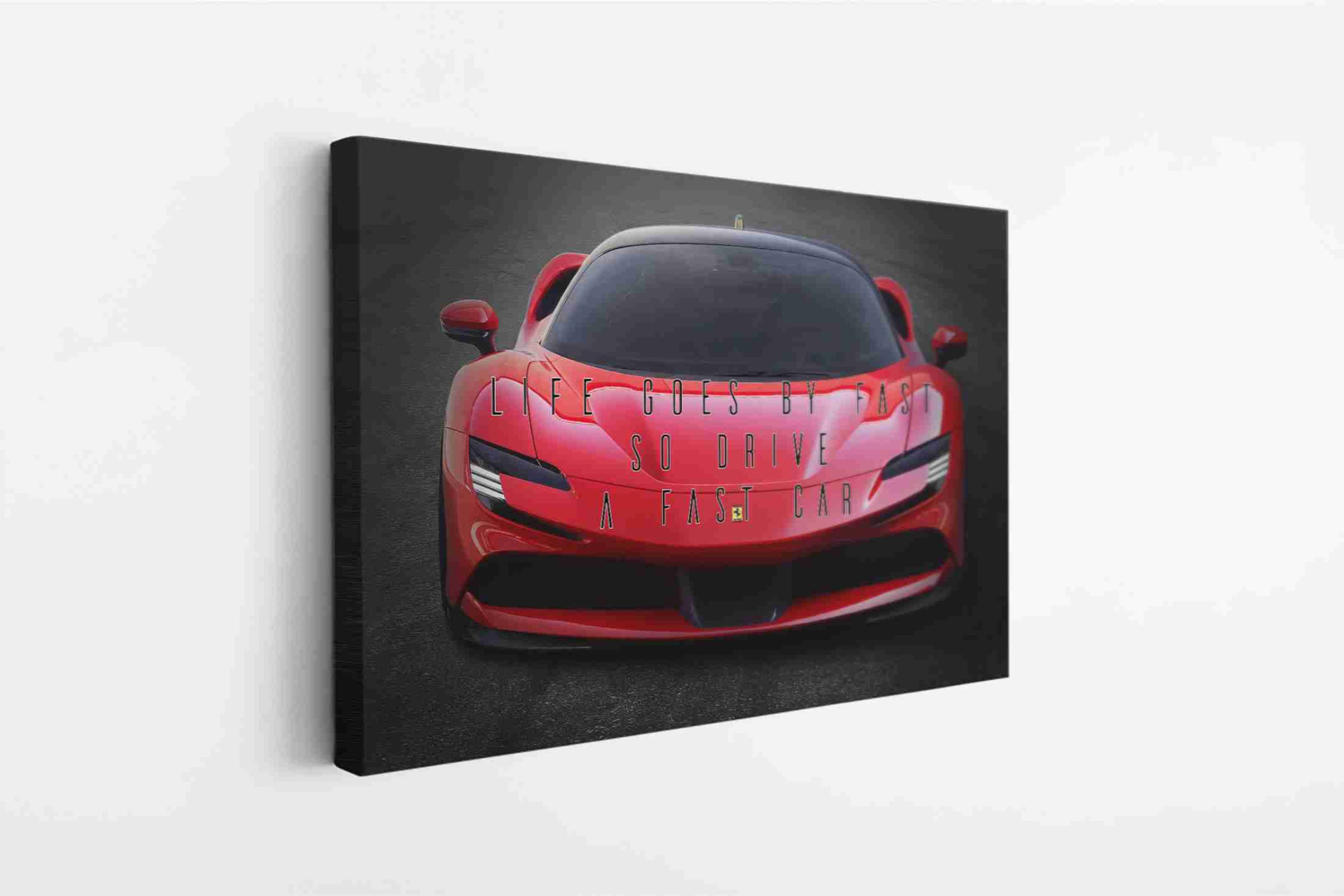 Life Goes By Fast Red Sport Car Canvas Print Wall Art