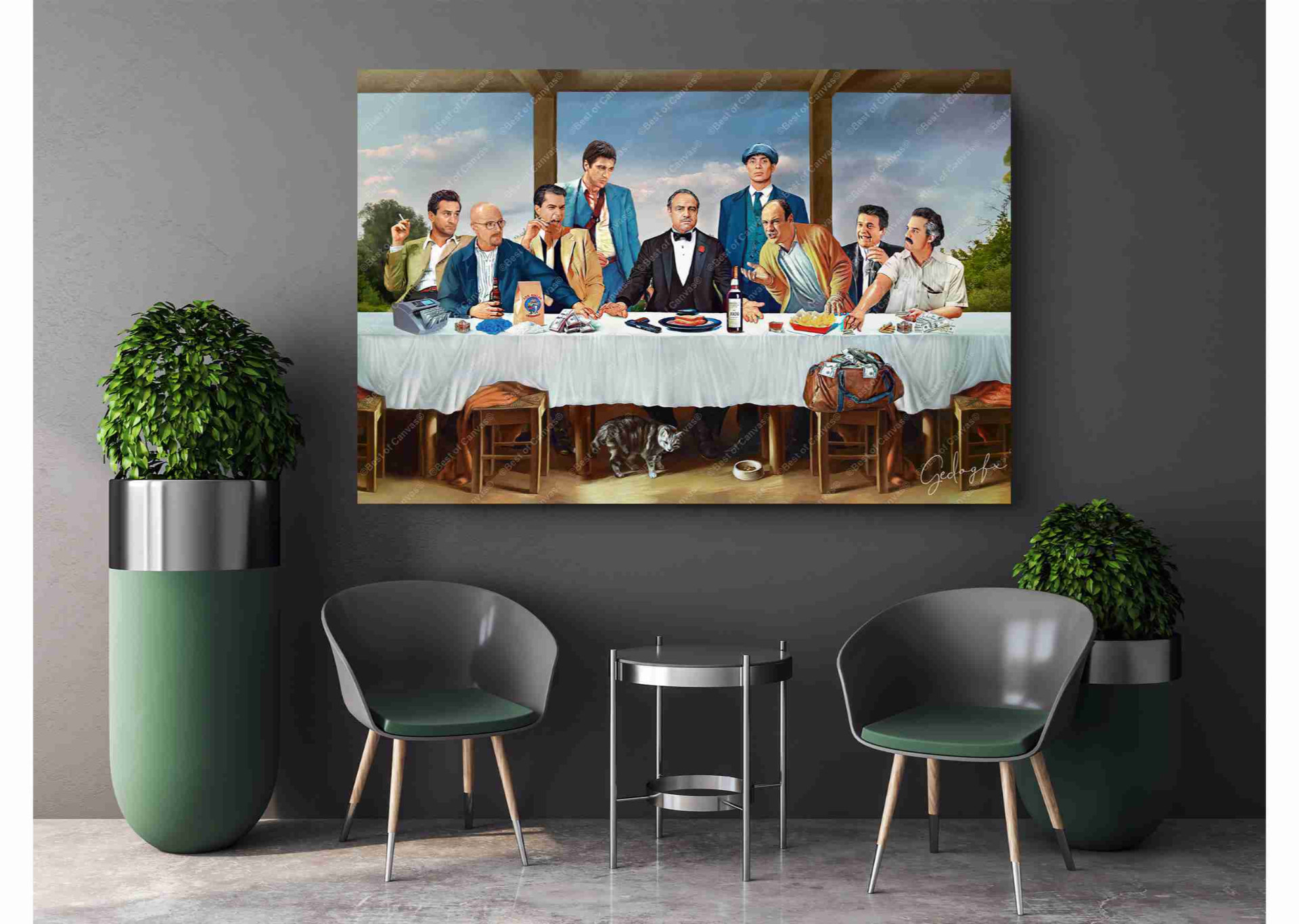 Mafia Characters Last Supper Artists Hollywood Canvas Print Wall Art